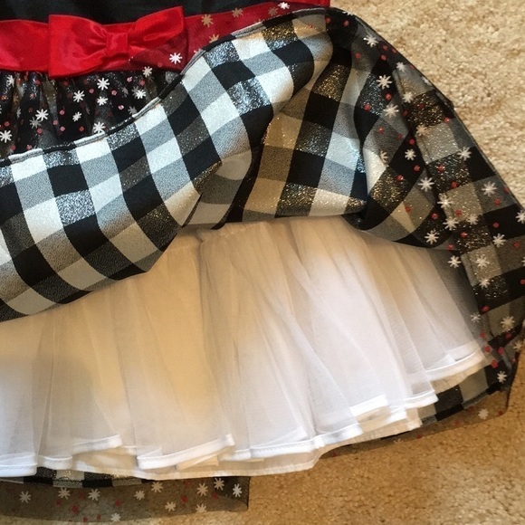 MARMELLATA Black & Red Plaid Snowflakes Dress. P/A1083/2 - Picture 4 of 8